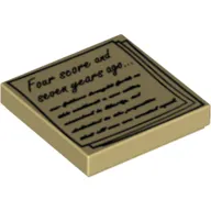 Tile 2 x 2 with 'Four score and seven years ago...' on Sheaf of Paper Print