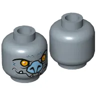 Minifig Head Braptor, Bat, Yellow Eyes, Gray Nose, Fangs Print [Hollow Stud]