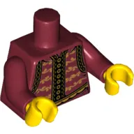 Torso Tunic, Floral Motif, Gold Buttons and Trim Print, Dark Red Arms, Yellow Hands (William Shakespeare)