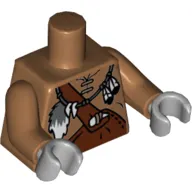 Torso Leather Shirt with Reddish Brown Overalls and Feathers and Tail Print, Medium Nougat Arms, Light Bluish Gray Hands