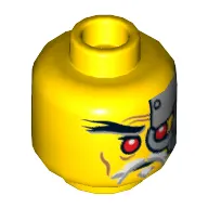 Minifig Head Sensei Wu (Master) / Evil Wu, Red Eyes, Head Plates Print [Hollow Stud]