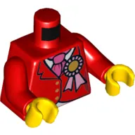 Torso Jacket, Dark Pink Cravat, Gold Rosette Print, Red Arms, Yellow Hands