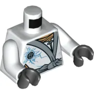 Torso Robe with Silver Sash and Ice Power Emblem Print, White Arms, Black Hands