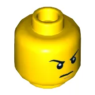 Minifig Head Lloyd, Eyebrows, White Pupils, Scowl Print [Hollow Stud]