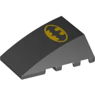 Brick Wedged, Curved 4 x 4 No Top Studs with Large Batman Logo Print