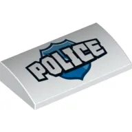 Brick Curved 2 x 4 x 2/3 No Studs, with Bottom Tubes and 'POLICE', Badge Print