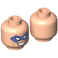 Minifig Head Riddler, Purple Eyemask, Forehead Lines and Open Mouth Smile with Teeth Print [Hollow Stud]