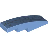 Brick Curved 4 x 1 No Studs with Cinderella Scrollwork Print [Stud Holder with Symmetric Ridges]