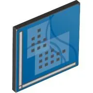 Road Sign Clip-on 2 x 2 Square [Thick Open O Clip] with Curved Blue Lines and Small Black Squares Print