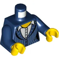 Torso Suit Jacket with Pinstripes over White Shirt Print, Dark Blue Arms, Yellow Hands