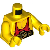Torso Muscles with Red Tank Top and Belt Print, Yellow Arms and Hands