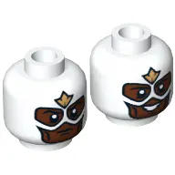 Minifig Head Falcon, Dual Sided, Mask with Reddish Brown Face and Gold Emblem on Forehead, Open Mouth / Closed Mouth Print [Hollow Stud]