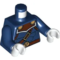 Torso Muscles Outline with Reddish Brown Belts with Gold Buckles Print, Dark Blue Arms, White Hands