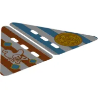 Duplo Boat Sail 5 x 7 with 4 Dark Orange Stripes and Hat, Skull and Crossbones and Patches / 4 Blue Stripes and Medallion with Gold Skull and Crossbones Print (Two Parts)