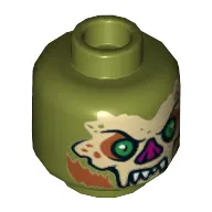 Minifig Head Mutated Dr. O'Neil, Bat with Fangs, Green Eyes and Magenta Nose Print [Hollow Stud]