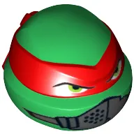 Minifig Head Special, Ninja Turtle with Red Mask and Mouth Muffle Print (Raphael)