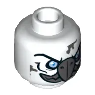 Minifig Head Voom Voom, Vulture with Dark Bluish Gray Beak and Mouth, Light Blue Eyes and Purple Sinew Patches Print [Hollow Stud]