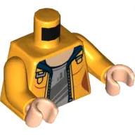Torso Jacket with Zipper over Gray Undershirt Print, Bright Light Orange Arms, Light Nougat Hands