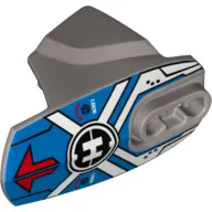 Large Figure Limb Cover, Size 5, Armor with Ball Joint Socket with Red Arrows, Blue Markings, and Hero Factory Logo Print