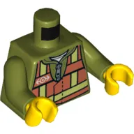 Torso Safety Vest with Train Logo Print on Both Sides, Olive Green Arms, Yellow Hands