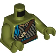 Torso Bamboo Armor, Dark Brown Should Strap and Belt, Dark Azure Bandana Ends Print, Olive Green Arms and Hands