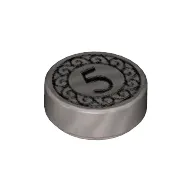 Tile Round 1 x 1 with Black Coin Print with 5 Mark