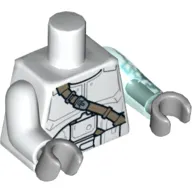 Torso, Odd Arms, Armor Clone Trooper with Dark Tan Diagonal Belt Print (Jek-14), Left Trans-Light Blue Arm with Lightning Print, Right White Arm, Light Bluish Gray Hands