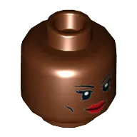 Minifig Head Storm, Dual Sided, Thin Eyebrows, Cheek Lines, Red Lips / Clenched Teeth Print [Hollow Stud]