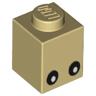 Brick 1 x 1 with Eyes Black with White Pupils Print