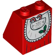 Brick Sloped 65° 2 x 2 x 2 with Bottom Tube with White Apron with Candy Canes in Pocket Skirt Print