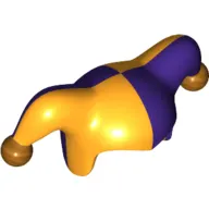 Jester's Cap with Dark Purple Left Side and Gold Pom Poms Print