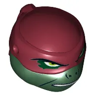 Minifig Head Special, Ninja Turtle with Dark Red Mask, Open Mouth Print (Raphael)