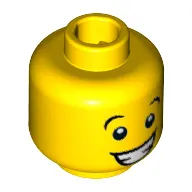 Minifig Head Jester, Brown Eyebrows, Wide Eyes and Smile with Teeth Print [Hollow Stud]