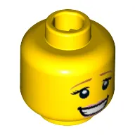Minifig Head Fairytale Princess, Dual Sided, Dark Orange Eyebrows, Eyelashes, Bright Pink Lips, Smiling / Eyes Closed, Kissing Print [Hollow Stud]