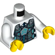 Torso Bulletproof Vest with Ultra Agents Logo over Shirt and Blue Tie Print, White Arms, Yellow Hands