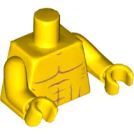 Torso Bare Chest with Muscles Outline, No Clavicles Print, Yellow Arms and Hands