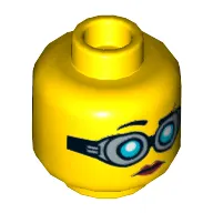 Minifig Head Christina Hydron, Goggles, Red Lips, Closed Mouth / Open Mouth Smile Print