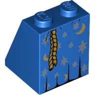 Brick Sloped 65° 2 x 2 x 2 with Bottom Tube with Robe with Moons and Stars and Rope Belt Print