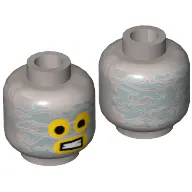 Minifig Head Emmet, Yellow Eyes and Mouth, Aluminum Foil Print [Hollow Stud]