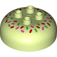 Duplo Brick Round 4 x 4 Dome Top with 2 x 2 Studs - Candy Sprinkles Print