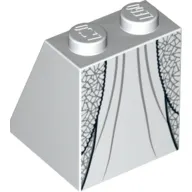 Brick Sloped 65° 2 x 2 x 2 with Bottom Tube with Layered Dress with Metallic Silver Print
