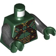 Torso Armor with Dark Brown and Gold Woven Straps and Belt and Large Gold Buckle Print, Pearl Dark Gray Arms, Dark Green Hands