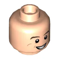Minifig Head Dr Ray Stantz / SHIELD Agent, Dual Sided, Brown Eyebrows, Smile with Teeth / Scared Print [Hollow Stud]