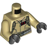 Torso Jumpsuit with 'P.V.' ID Badge / 'PETER' on Back Print, Tan Arms, Black Hands