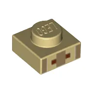 Plate 1 x 1 with 3 Dark Tan Rectangles and 2 Black Squares Print [Minecraft Villager Mouth and Nose]