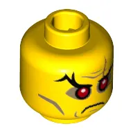 Minifig Head Evil Wizard, Red Sunken Eyes, Eyebrows, Scar over Left Eye, Cheek Lines and Wrinkles Print