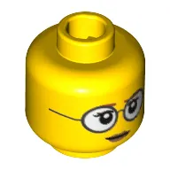 Minifig Head Paleontologist, Glasses with Gray Frames and White Lenses, Eyelashes, Pale Brown Lips Print