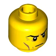Minifig Head Sheriff, Stern Eyebrows, Crow's Feet, Cheek Lines, Chin Dimple Print