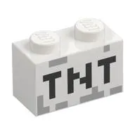 Brick 1 x 2 with Black 'TNT' Pixelated Print