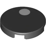 Tile Round 2 x 2 with Bottom Stud Holder with White Dot Print